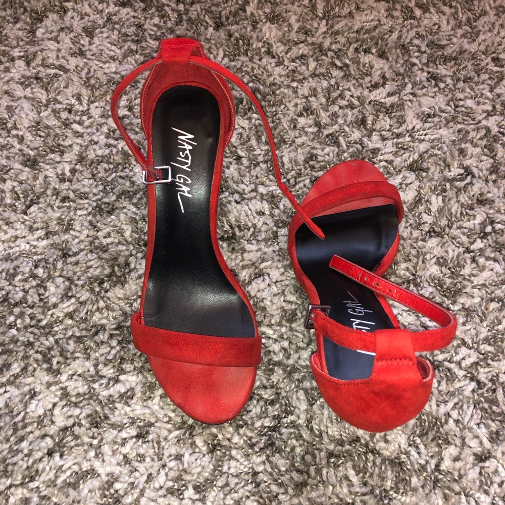 Nasty Gal red suede high heels